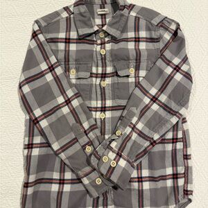 Gray Plaid Flannel Button Down Shirt